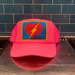 Hot Pink Aviator Nation Hat with Lighting and Heart Design